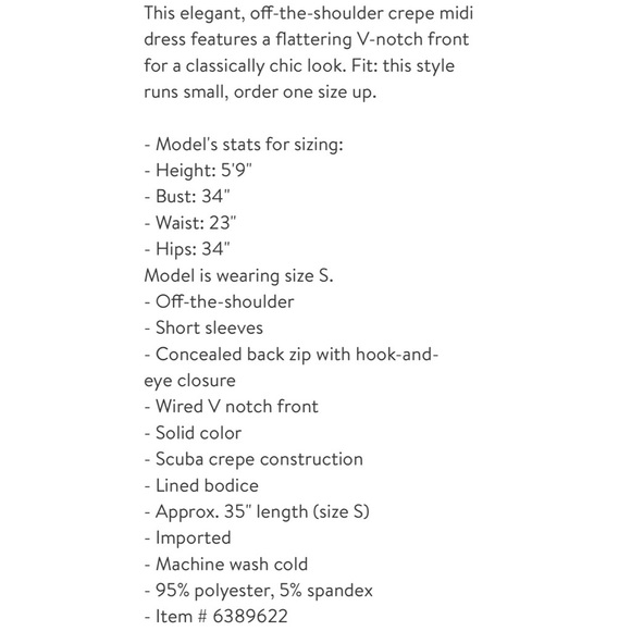 NEW LOVE BY DESIGN Off-the-Shoulder Midi Dress S - Picture 11 of 11